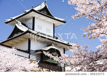 暴風雪舞動的金澤城公園 89810575