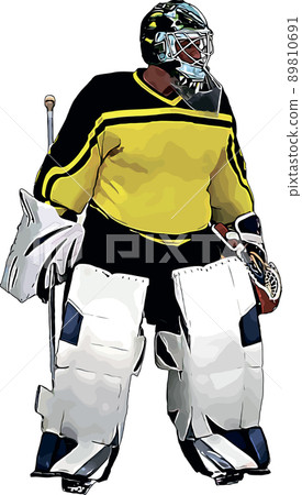 Color vector image of the goalkeeper of the hockey team Color vector image of the goalkeeper of the hockey team 89810691