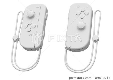 Portable video game controllers on the rope on white monochrome background. 3D render of gamepad for smartphone for online gaming 89810717
