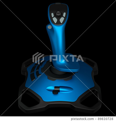 Realistic joystick for flight simulator isolated on black background. 3D rendering of streaming gear for cloud gaming or gamer workspace concept 89810728