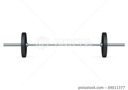 Abstract metal barbell isolated on white background. 3d rendering of sport equipment for fitness and powerlifting 89811377