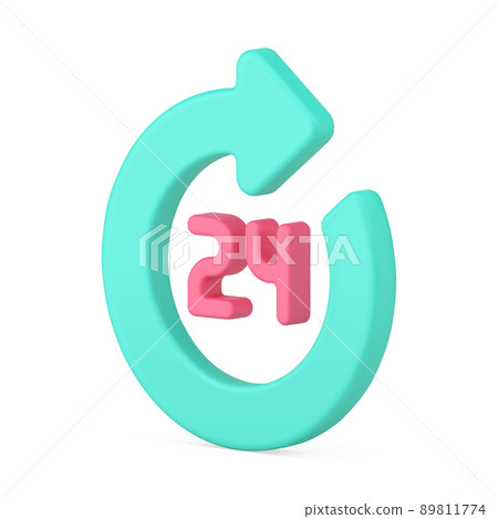 Green rounded arrow 24 hours diagonal placed 3d icon hotline delivery emblem realistic vector 89811774