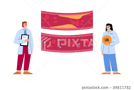 Doctors check cholesterol and vein patency, flat vector illustration isolated. Doctors check cholesterol and vein patency, flat vector illustration isolated. 89811782