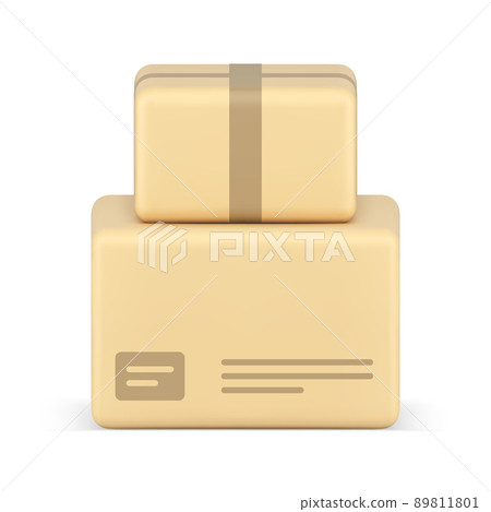 Heap cardboard box delivery service front view realistic 3d icon vector illustration Heap cardboard box delivery service front view realistic 3d icon vector illustration 89811801
