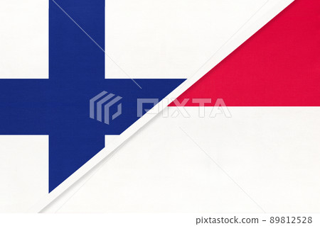 Finland and Monaco, symbol of country. Finnish vs Monacan national flags. 89812528