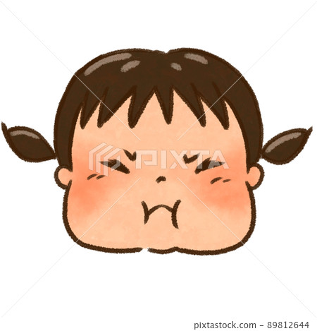 The face of a girl who is angry and inflates her cheeks The face of a girl who is angry and inflates her cheeks 89812644