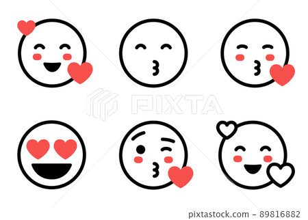 笑臉圖標集最喜歡的情緒和心 89816882