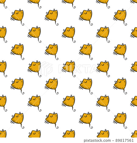 SKAT SMILES Cartoon Picture Hand Drawn Seamless Pattern Cute Red Underwater Inhabitant For Design Vector Illustration On Blue Background Fairy Tale For Print 89817561