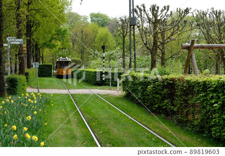 old dutch tram in a rural area near amsterdam old dutch tram in a rural area near amsterdam 89819603