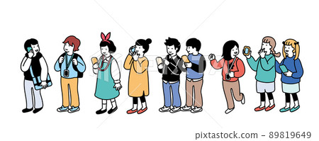 Simple illustration of a child using a smartphone Simple illustration of a child using a smartphone 89819649