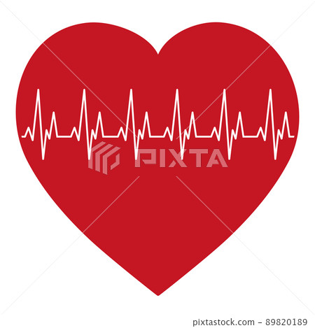 Red heart with white pulse on a light background - Vector Red heart with white pulse on a light background - Vector 89820189