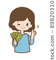 A woman with a smile with money 89820310