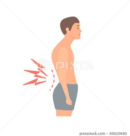 Crooked man with lower back pain illustration Crooked man with lower back pain illustration 89820680