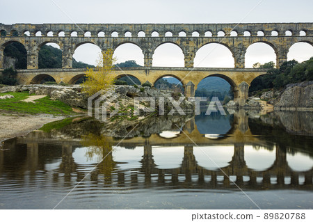 Pont du Gard, aqueduct over the Gardon River in France 89820788