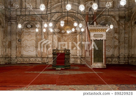 Alabaster wall with engraved niche and Platform, Mosque of Muhammad Ali, Citadel of Cairo, Egypt Alabaster wall with engraved niche and Platform, Mosque of Muhammad Ali, Citadel of Cairo, Egypt 89820928