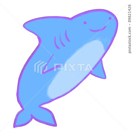 shark marine under the sea animal cartoon hand drawn doodle illustration 89821426