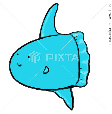 sunfish, mola mola marine under the sea animal cartoon hand drawn doodle illustration 89821440