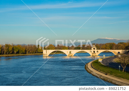 Pont d'Avignon over the Rhone river in Avignon, France 89821752