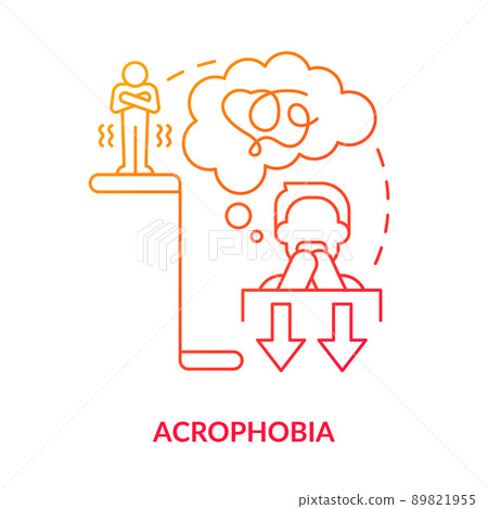 Acrophobia red gradient concept icon. Intense... - Stock Illustration ...