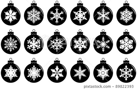 Christmas and New Year concept. Set of different silhouettes christmas decorations balls isolated on white background. Vector illustration. Christmas and New Year concept. Set of different silhouettes christmas decorations balls isolated on white background. Vector illustration. 89822393