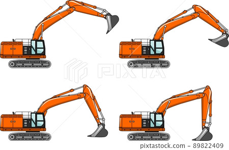 Excavators. Heavy construction machines. Vector illustration 89822409