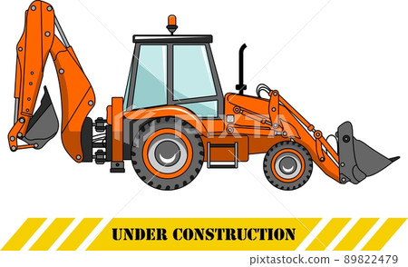 Backhoe loader. Heavy construction machines. Vector illustration Backhoe loader. Heavy construction machines. Vector illustration 89822479
