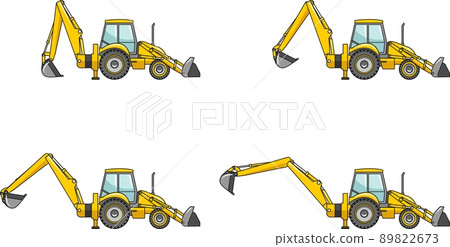 Backhoe loaders. Heavy construction machines. Vector illustration Backhoe loaders. Heavy construction machines. Vector illustration 89822673