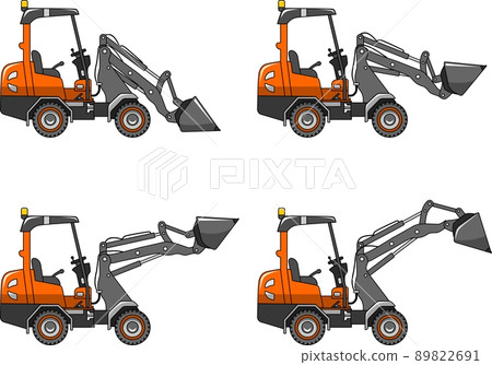 Skid steer loaders. Heavy construction machines. Vector illustration Skid steer loaders. Heavy construction machines. Vector illustration 89822691