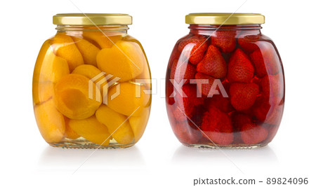 apricotand strawberry  jars isolated 89824096