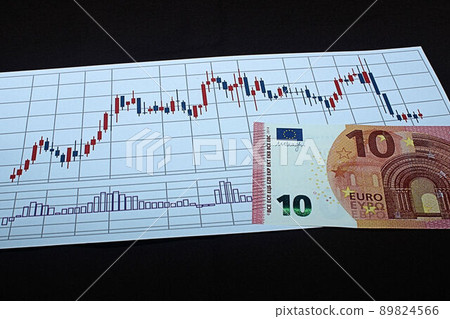 [Thumbnails of articles on foreign exchange, stocks, dollars, euros, bitcoins, etc.] Dollars, euro bills and charts 89824566
