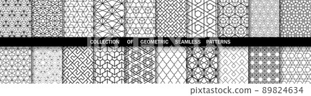 Geometric set of seamless black and white patterns. Simpless vector graphics Geometric set of seamless black and white patterns. Simpless vector graphics 89824634