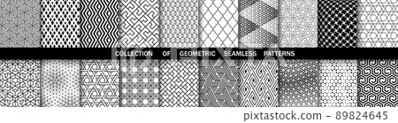 Geometric set of seamless black and white... - Stock Illustration ...