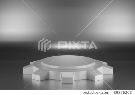 Empty white podium against the backdrop of a beautiful backlight. 3d render Empty white podium against the backdrop of a beautiful backlight. 3d render 89826208