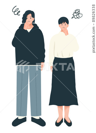 Vector illustrations of men and women who have disagreements and think 89826338
