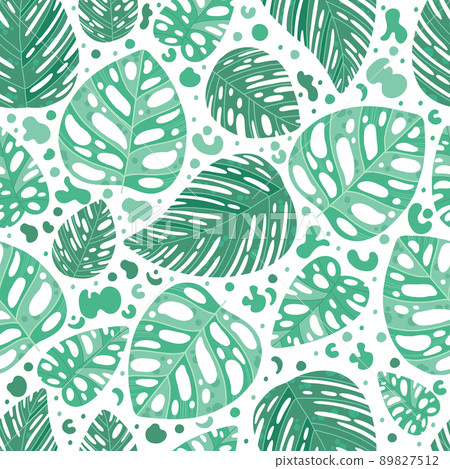 Green exotic leaf pattern cartoon vector. Exotic leaf 89827512