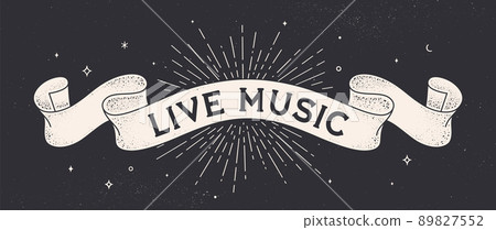 Live Music. Old school vintage ribbon 89827552