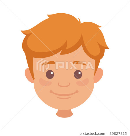 Little Boy Character Face with Red Hair Smiling Vector Illustration 89827815