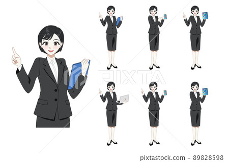 Young black-haired woman explaining with pointing 89828598