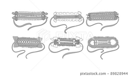 Gray headdress illustration set Gray headdress illustration set 89828944