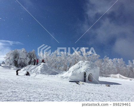 Kamakura with people playing at the ski resort 89829461