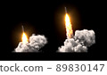 Ballistic rocket launch on black background 89830147