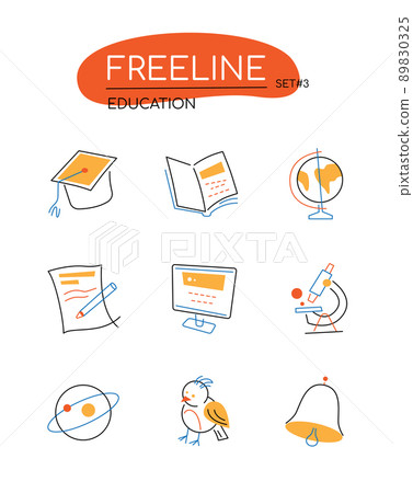 Education - modern colorful line design style icons set 89830325