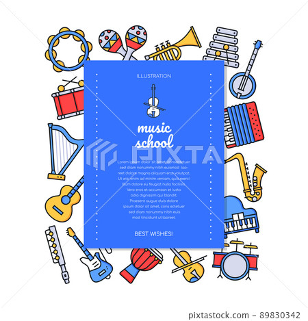 Music school - vector flat design style banner 89830342