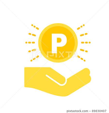 Coin and hand icon with the letter P-Image material of point poi activity 89830407
