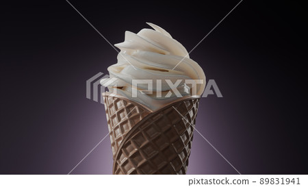 3d render of putting ice cream in a waffle cone 89831941