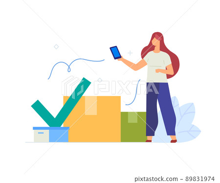 girl chooses the product she needs in the online girl chooses the product she needs in the online 89831974
