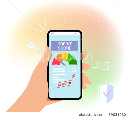 Credit score vector illustration Wealth evaluation Payment history data meter 89831980