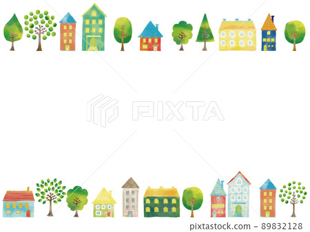 Scandinavian style watercolor touch cityscape frame (upper and lower) Scandinavian style watercolor touch cityscape frame (upper and lower) 89832128