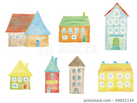 Scandinavian style watercolor touch house set 1 89832134
