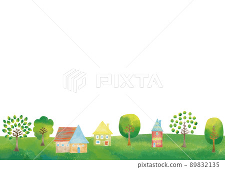 Scandinavian style watercolor touch cityscape green hill frame 1 Scandinavian style watercolor touch cityscape green hill frame 1 89832135